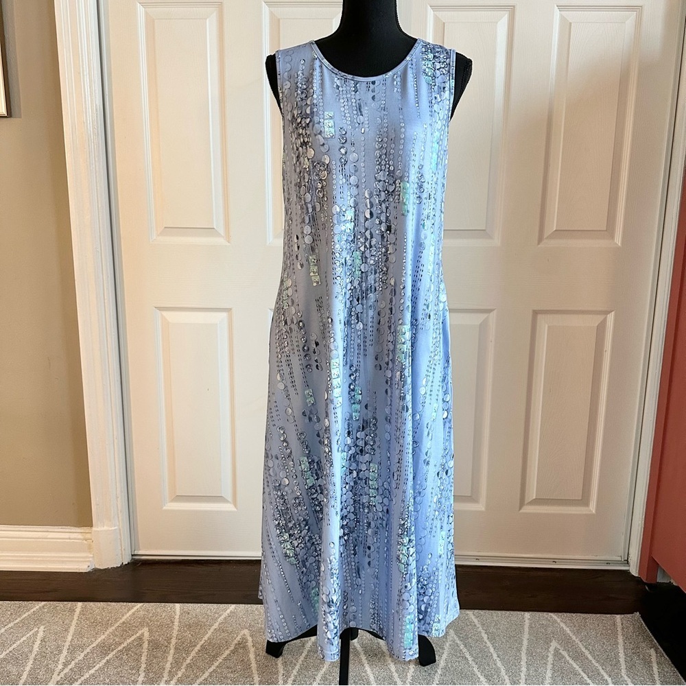 Noracora Blue Print Sleeveless Swing Dress